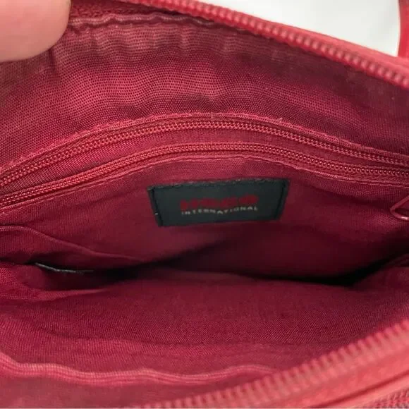 HOBO International Purse Red Leather Crossbody Bag Travel Pockets Roomy - Picture 8 of 10